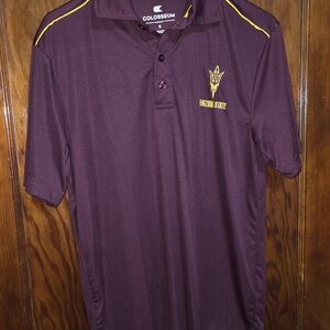 Colosseum Men's Burgundy Polo with Yellow Accents